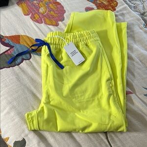 Figs Neon Yellow Wide Leg Pants